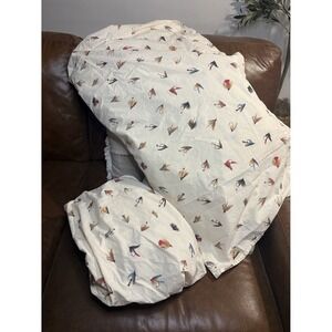 RARE Orvis Full Sheet Set 100% Cotton Made Portugal Fly Fishing Lure Print Cream